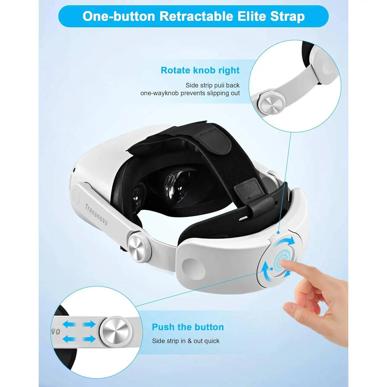 TRANSNOVO Adjustable Head Strap Compatible with Oculus Quest 2 and Meta Quest 2 Comfortable and Ergonomic VR Accessory for Enha