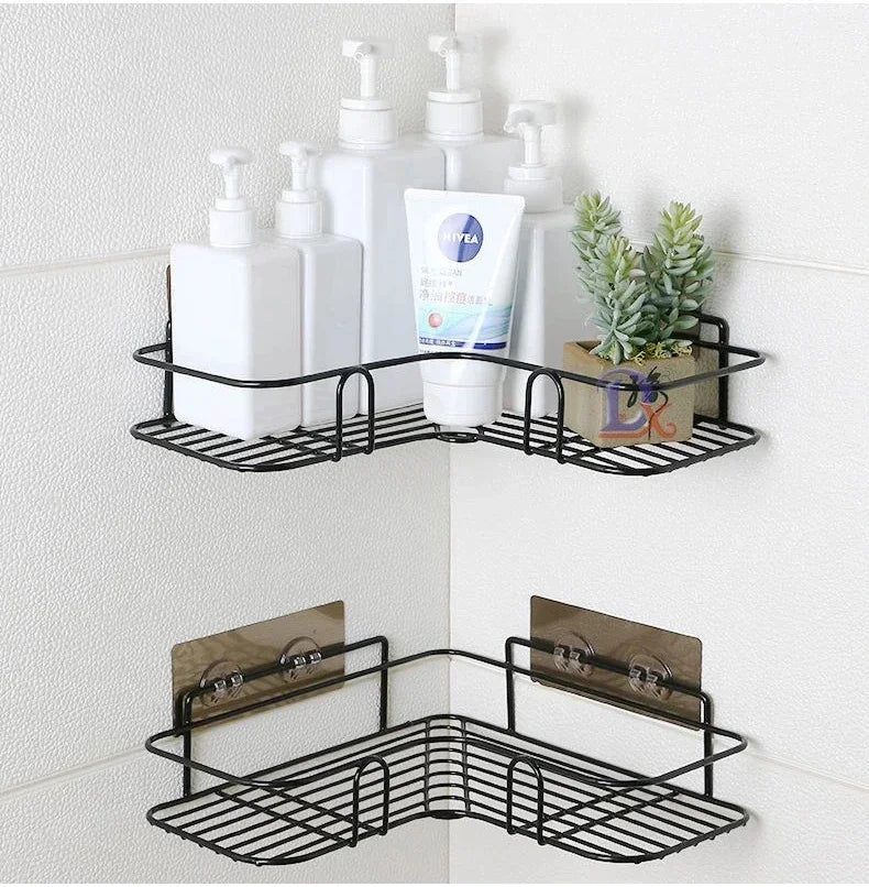 Bathroom Shelf Wall Mounted Corner Storage Shelves Shampoo Holder Cosmetic Rack Iron Shower Drain Basket Bathroom Organizer