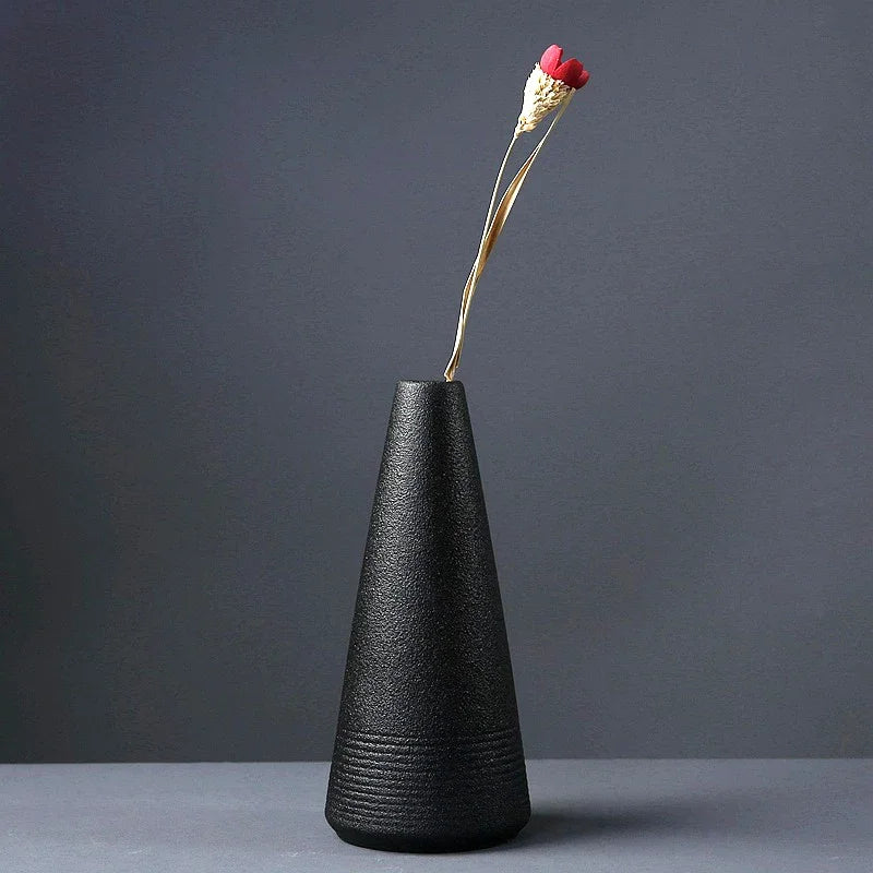 Black Ceramic Small Vase Home Decoration