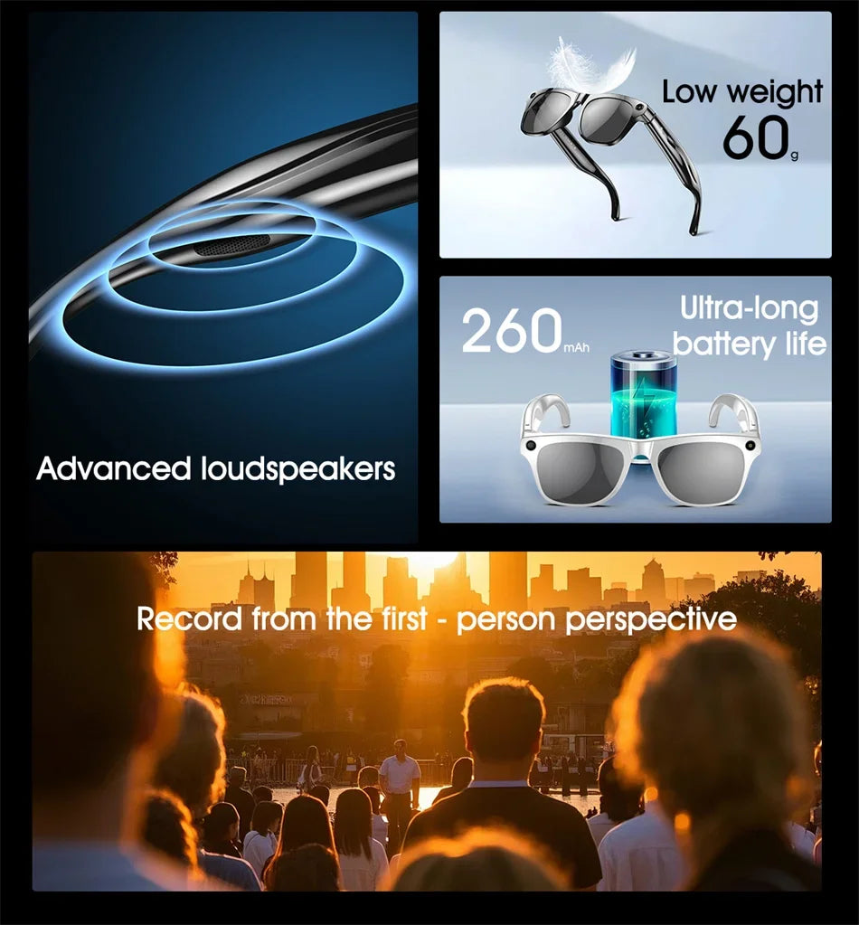 2026 High Quality Upgrade AI Smart Glasses 100MP Camera for Photography 4K Video Bluetooth Call ChatGPT Portable