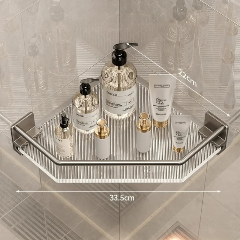 2PCS Bathroom Acrylic Shelves Kitchen Storage Organiser Shampoo Shelf Shower Shelf Bathroom Accessories No Drill Storage Shelf