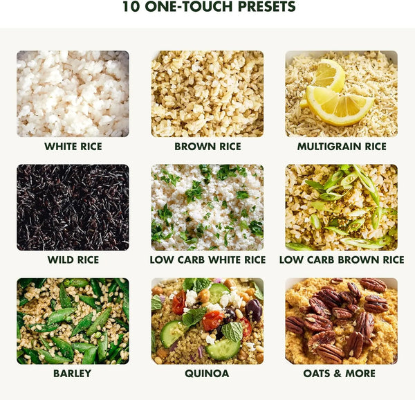 GreenPan Carb Reducing Electric Rice Cooker, 4 Cups Uncooked/8 Cooked Rice, 10 Presets, LED Display, Healthier Meals