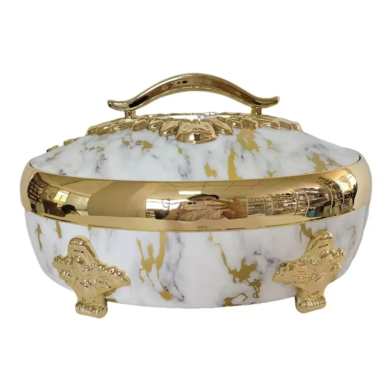 3PCS Stainless Steel Cookware Set White/Black & Gold/Silver Insulated Luxury Food Warmer For Hot Pot Casserole 4/5/6L