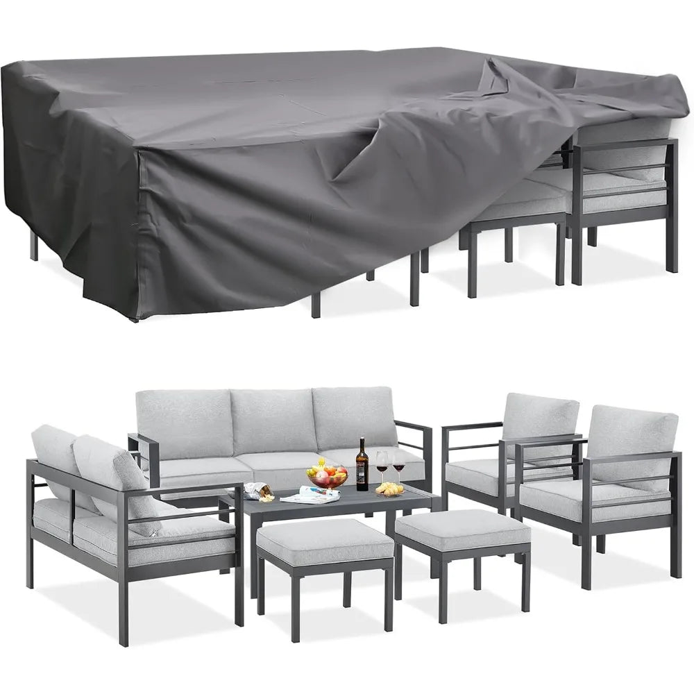 Modern Outdoor Patio Furniture with Coffee Table, 7 Pieces  Conversation Set with Cushions for Balcony, Porch, Lawn and More