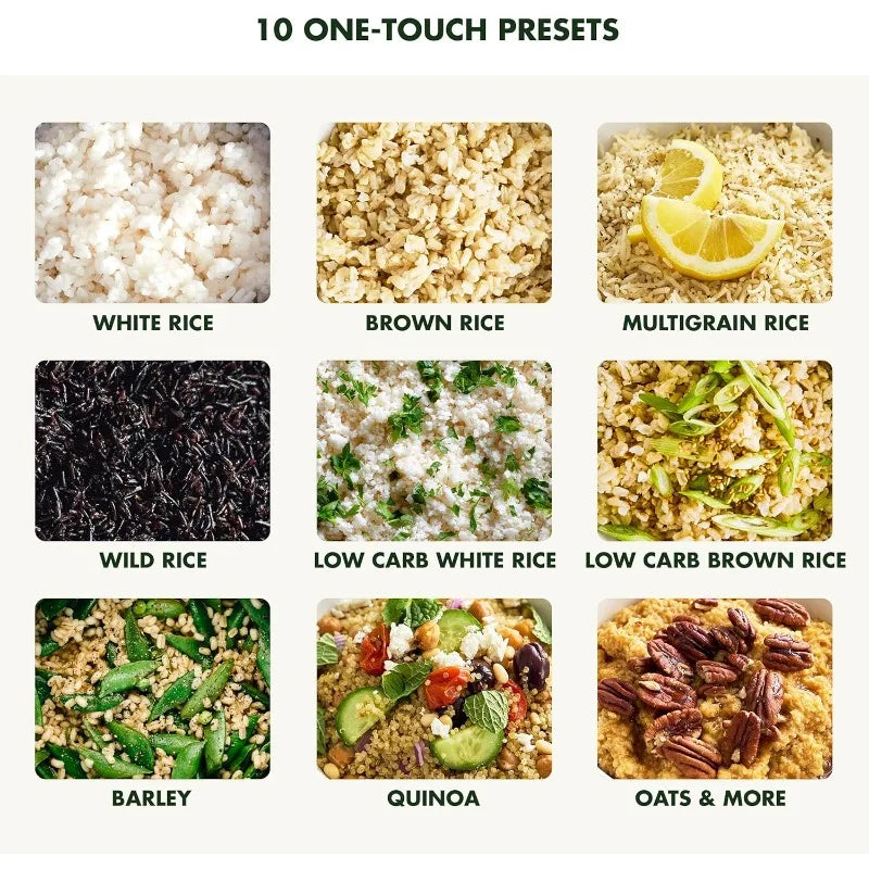 GreenPan Carb Reducing Electric Rice Cooker, 4 Cups Uncooked/8 Cooked Rice, 10 Presets, LED Display, Healthier Meals