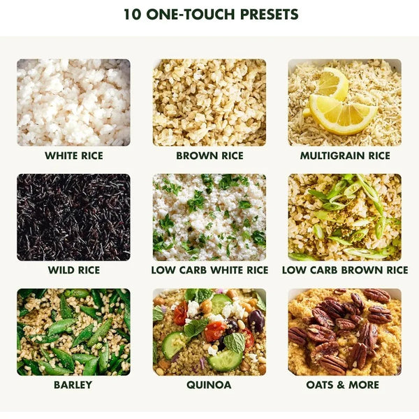 GreenPan Carb Reducing Electric Rice Cooker, 4 Cups Uncooked/8 Cooked Rice, 10 Presets, LED Display, Healthier Meals