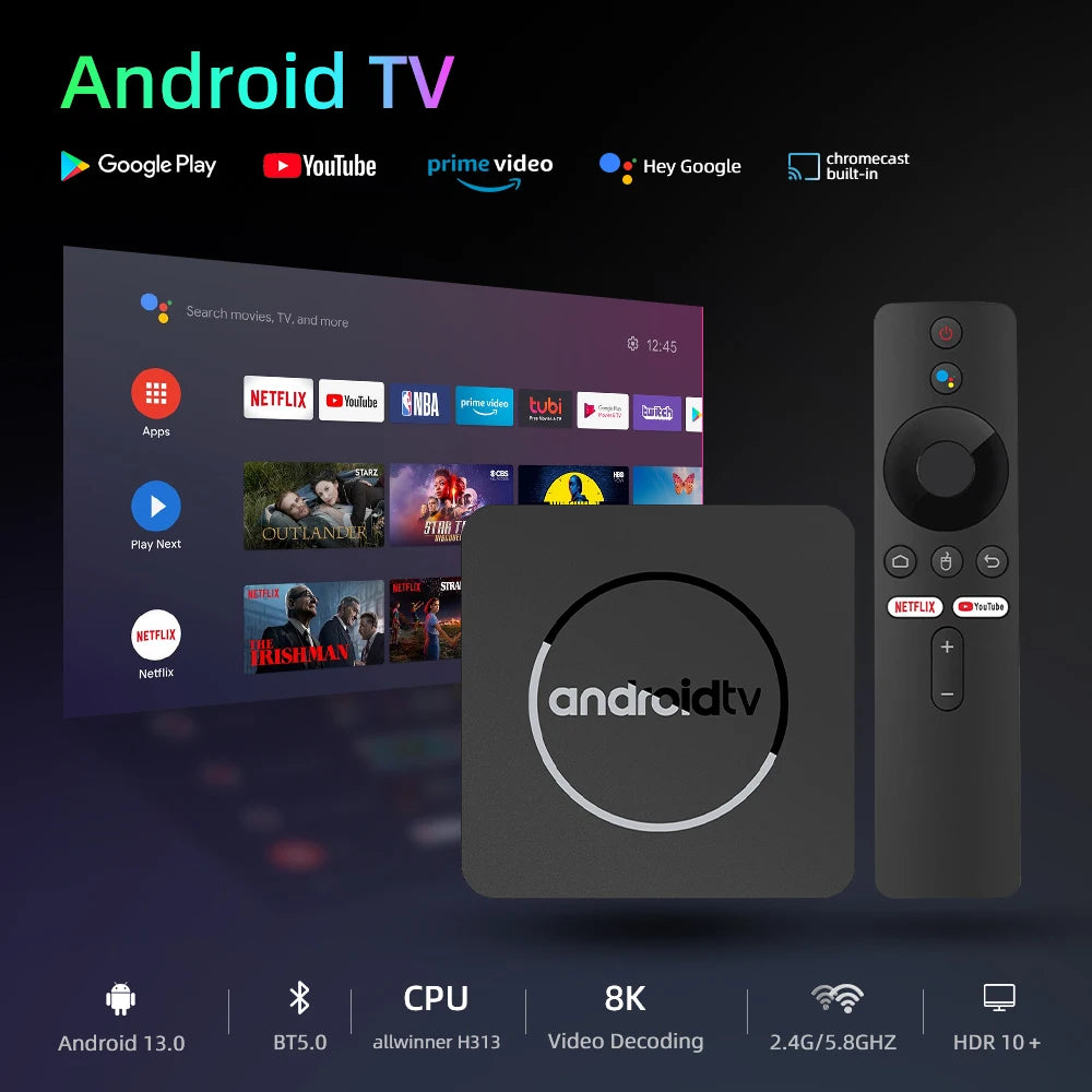 Original SMART Andriod TV Box 8K Ultra HD Google Voice Assistant Streaming Media Player Allwinner H313 2GB16GB VS XIAOMI TV BOX