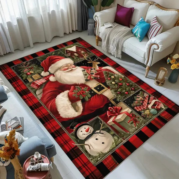 Christmas Red Santa Claus Truck Pattern Carpet Door Mat Door Mat Mat Living Room Carpet Christmas Decoration Room Home Decor
