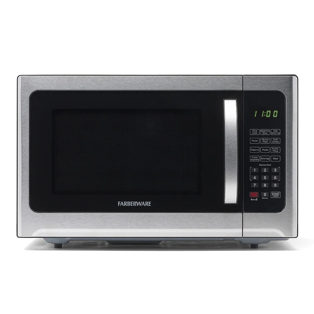 Smart Sensor Microwave Oven 1100W Countertop with Child Lock LED Display Timer One Touch Cooking Programs Easy Clean Stainless