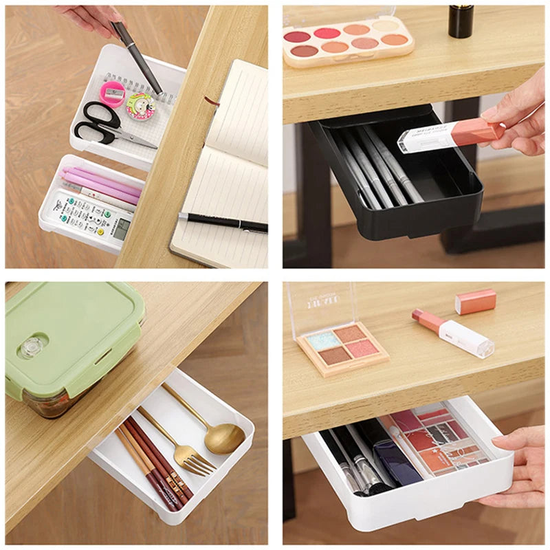 Under Desk Self Stick Pencil Tray  Drawer Storage Box