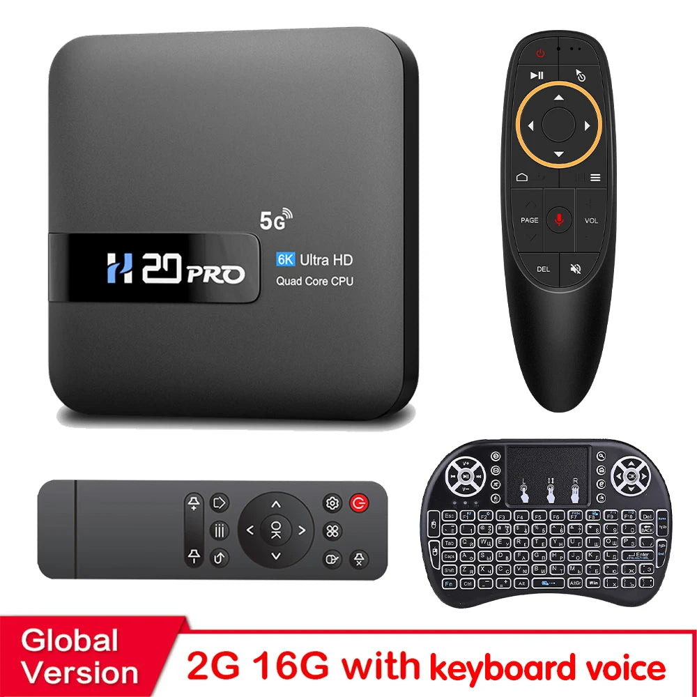 H20PRO Android 10.0 TV Box Allwinner H616 With Voice Assistant 2.4&5.8G Dual Wifi 100LAN Support 1080P Video 4K 3D Media player