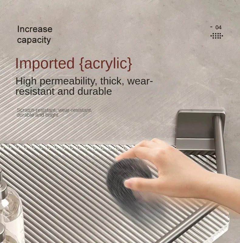 2PCS Bathroom Acrylic Shelves Kitchen Storage Organiser Shampoo Shelf Shower Shelf Bathroom Accessories No Drill Storage Shelf