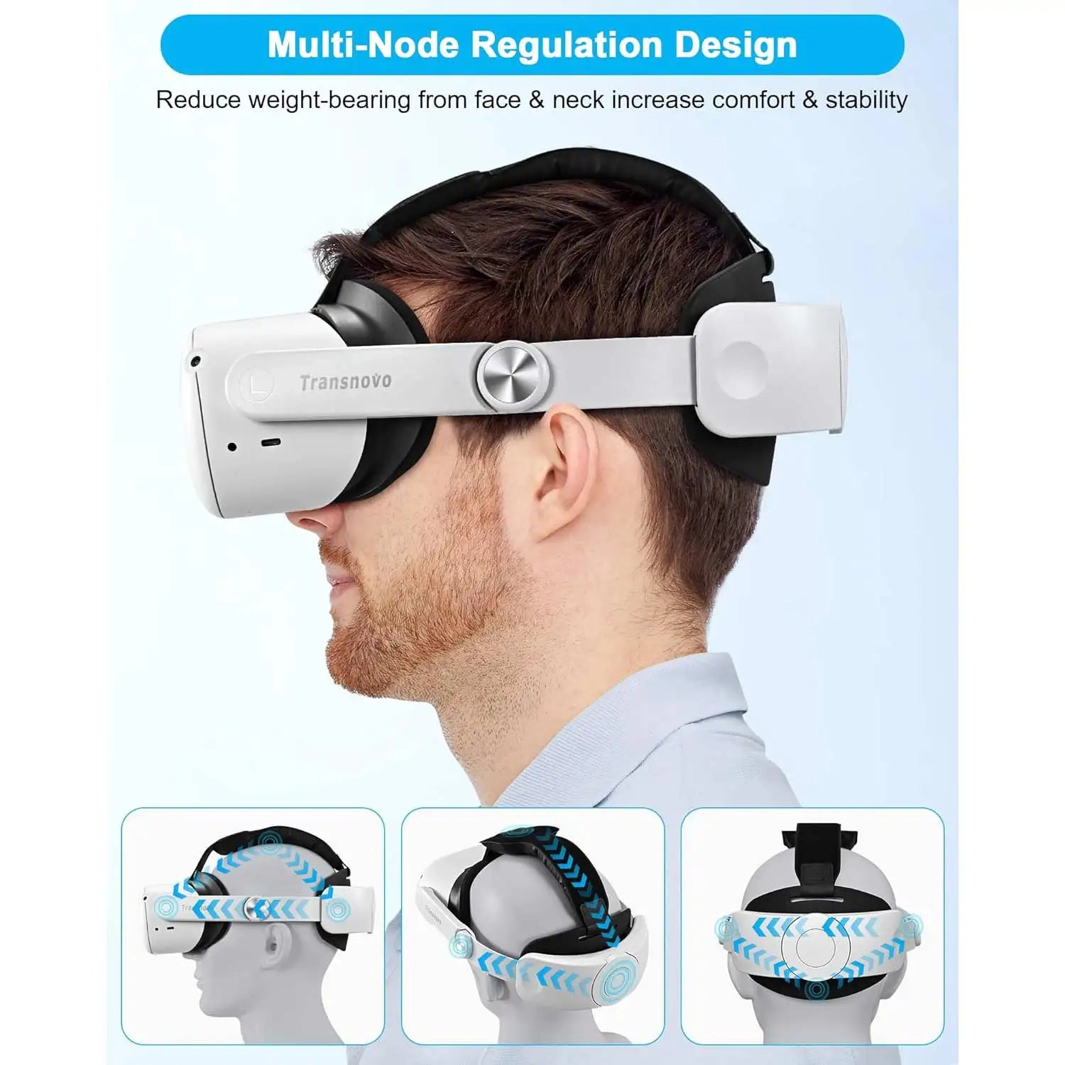 TRANSNOVO Adjustable Head Strap Compatible with Oculus Quest 2 and Meta Quest 2 Comfortable and Ergonomic VR Accessory for Enha