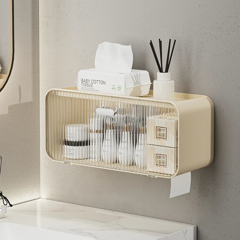 Toilet Shelf with Large Capacity, Multi-functional Wall-mounted Bathroom Storage Box without Drilling