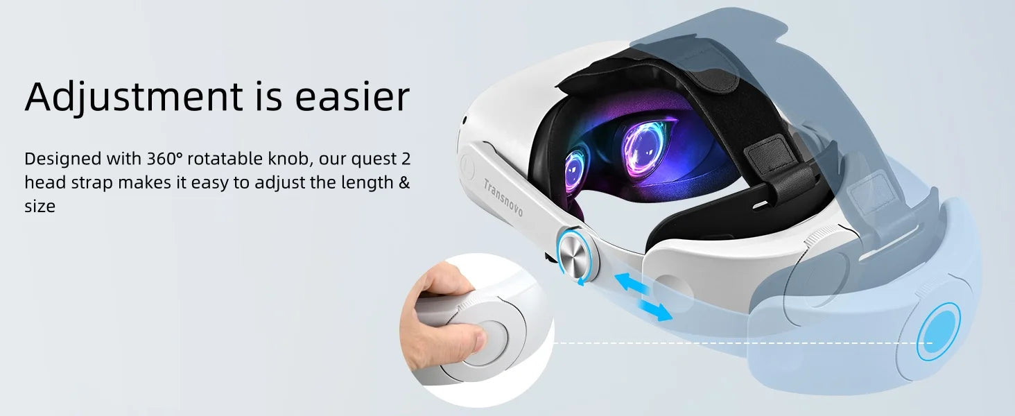 TRANSNOVO Adjustable Head Strap Compatible with Oculus Quest 2 and Meta Quest 2 Comfortable and Ergonomic VR Accessory for Enha