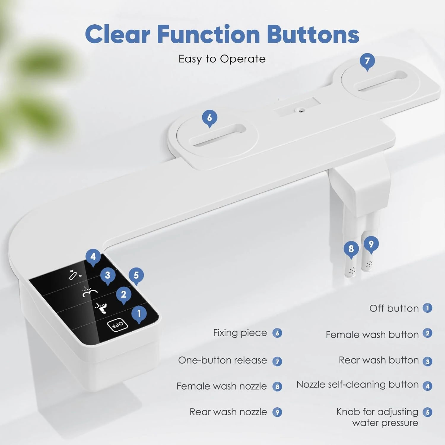 ITAX Self-Cleaning Nozzle,Non-Electric Self-Cleaning Bidet Attachment,Side Arm Control Ultra Thin Design Toilet Seat Dual Nozzle