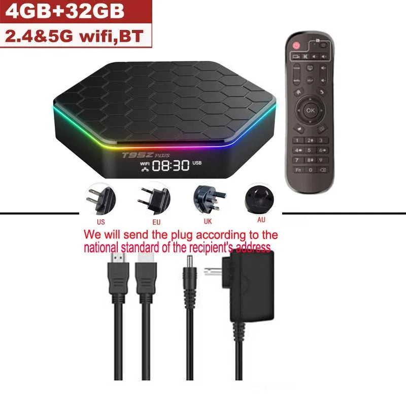 D T95Z PLUS Android 12 TV Box Allwinner H618 8K 2.4G 5G Wifi6 4GB 64B 32GB 2GB16GB  BT5.0 H.265 Global Media Player