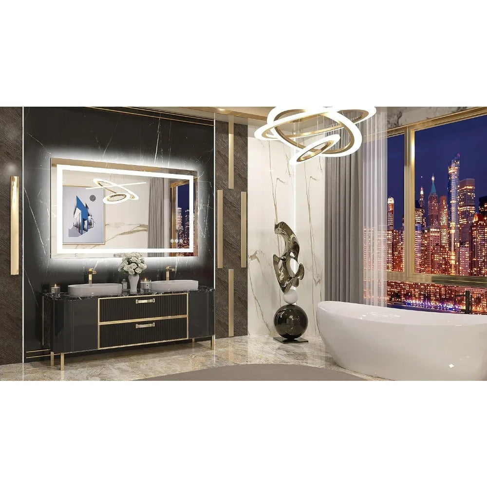 Frontlit & Backlit Lighted Vanity Anti Fog Stepless Bathroom Mirror