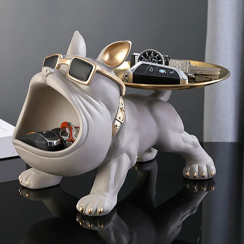 30cm Home Decor Bulldog Figurine Dog Statue Storage Box Animal Ornament Resin Craft Art Sculpture Figurine Home Puppy Sculpture