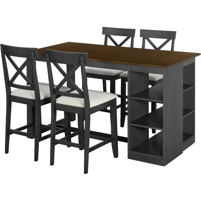 Farmhouse Wood Dining Table Set