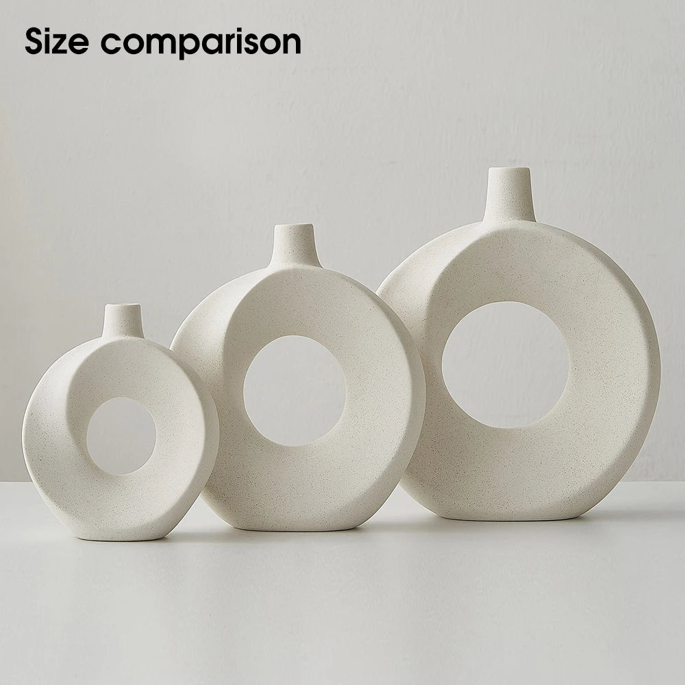 Modern Nordic Style Ceramic Donut Vase