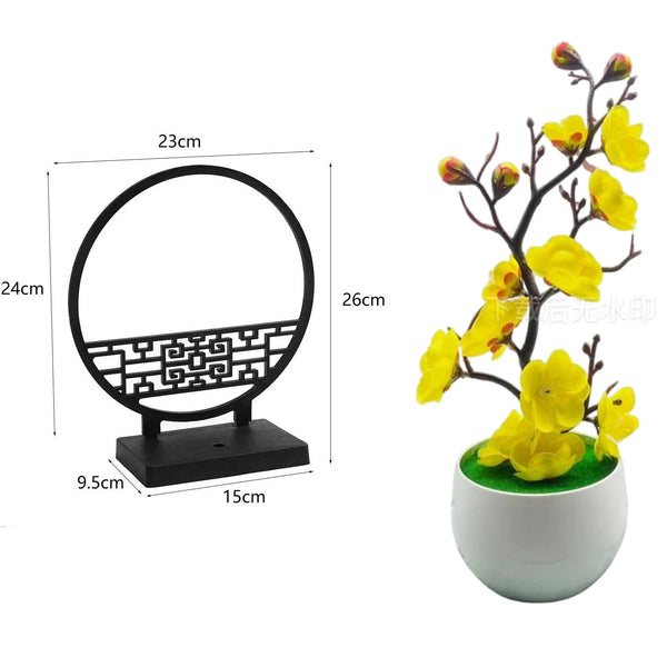 1set Chinese-Inspired Artificial Plum Blossom Bonsai with Screen Base - Versatile Tabletop Decor for Various Rooms, Ideal for