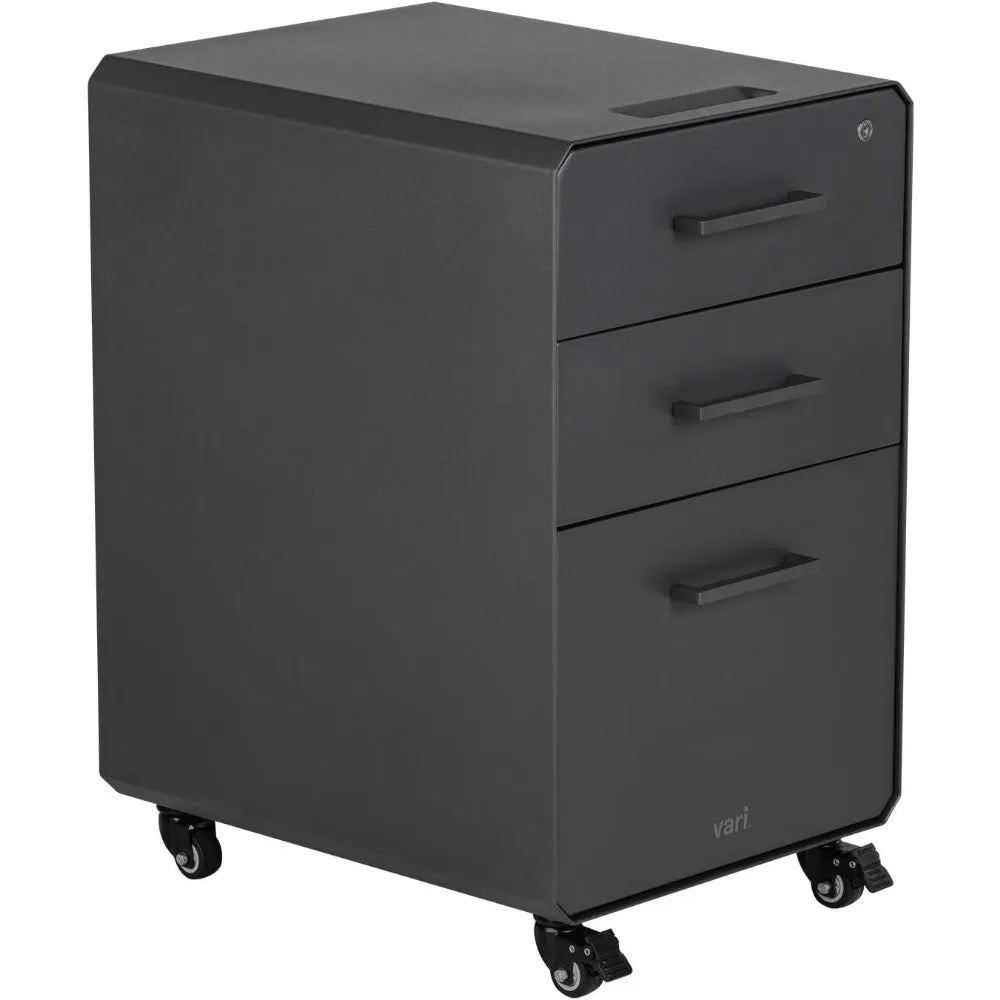 Three-Drawer Mobile File Cabinet Three Drawer - Charcoal Grey