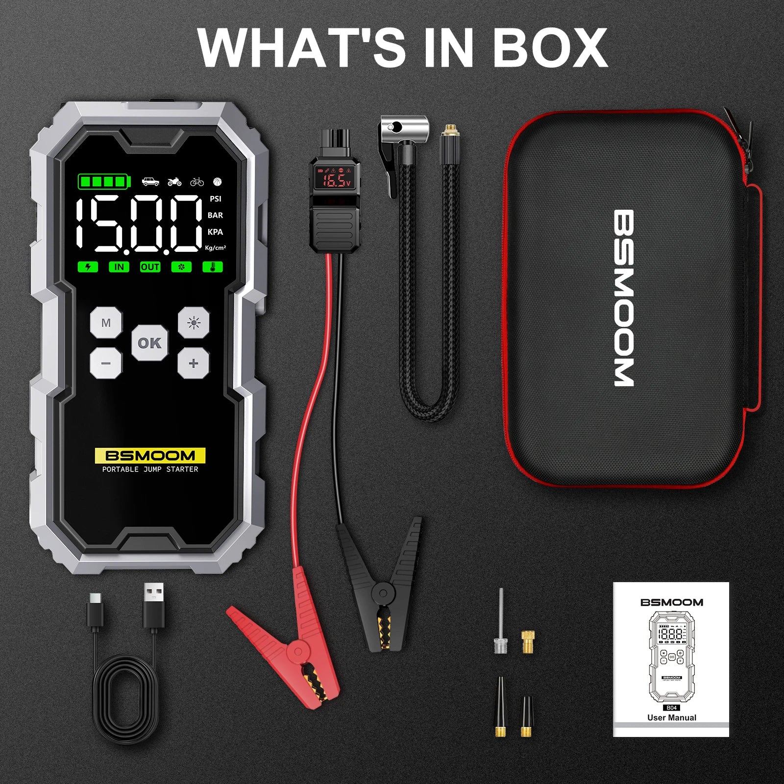 Car Jump Starter With Air Compressor LCD Screen 21800mAh Portable Booster Charger 6000A Powerful Car Battery Starting Devi