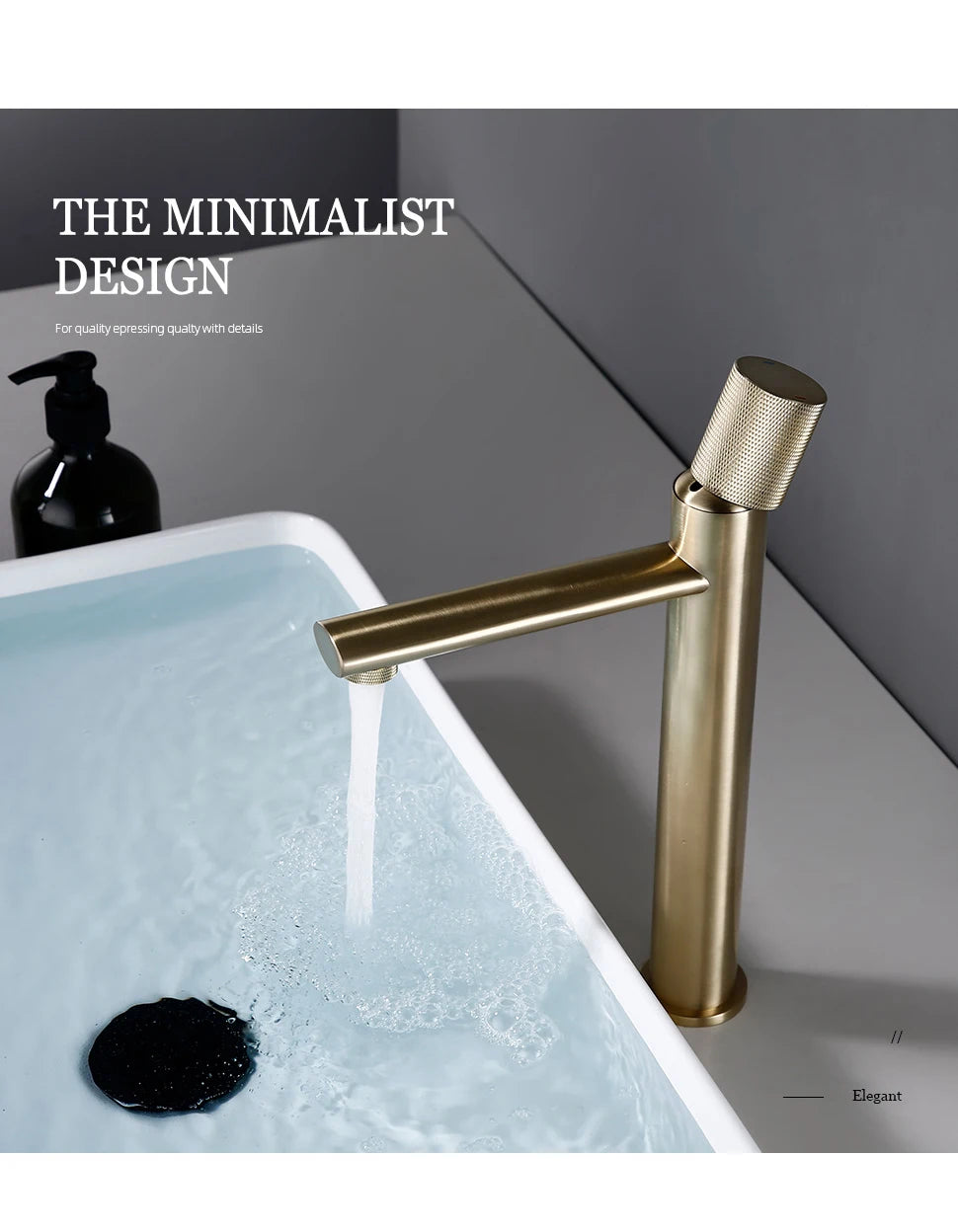 Knurled Faucet Brushed Gold Basin Faucet Bathroom Taps Single Handle Hot and Cold Sink Mixer Knurled Basin Faucet