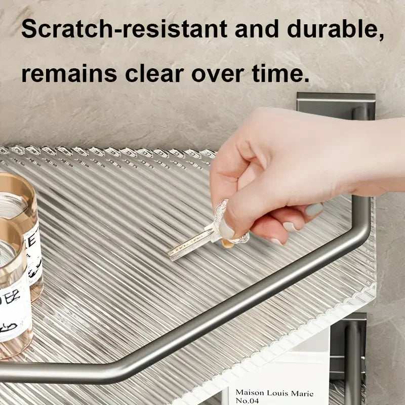 2PCS Bathroom Acrylic Shelves Kitchen Storage Organiser Shampoo Shelf Shower Shelf Bathroom Accessories No Drill Storage Shelf