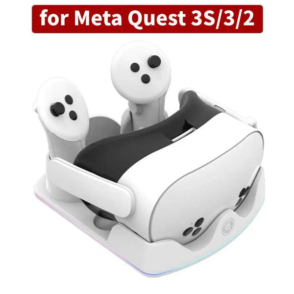 For Meta Quest 3S VR Charging Station Charging Dock Headset Display Stand and Controller Mount for Meta Quest 3S/Quest 3/Quest 2