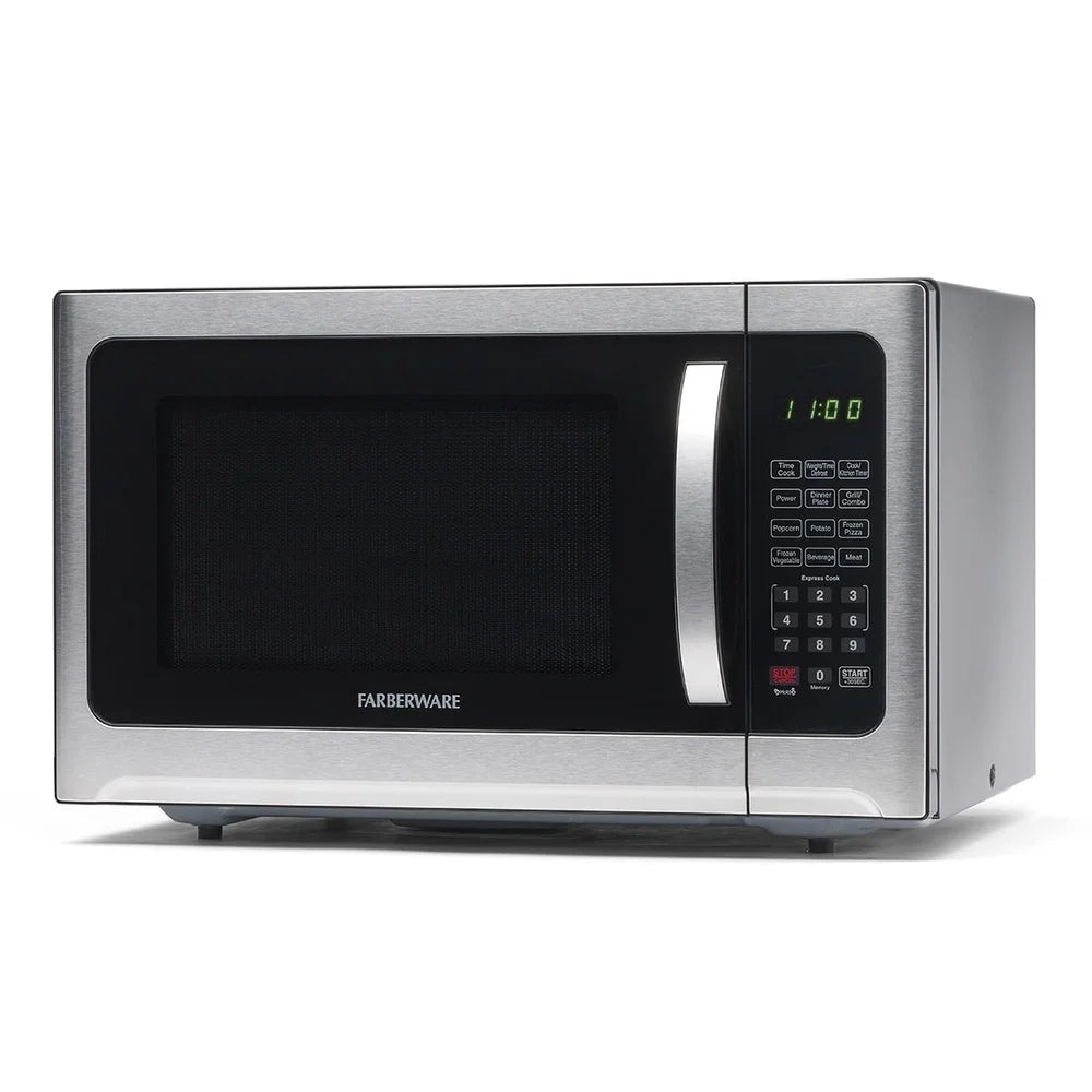 Smart Sensor Microwave Oven 1100W Countertop with Child Lock LED Display Timer One Touch Cooking Programs Easy Clean Stainless