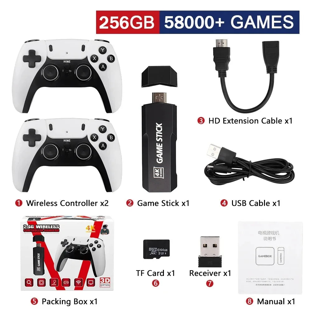 New GD10 PRO Video Game Stick Console 2.4G Double Wireless Controller Game 4K 58000 Games 256GB Retro Games Boy Christmas Gift