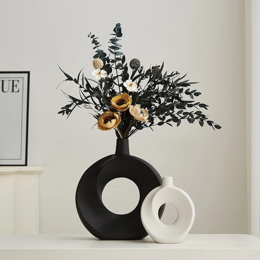 Modern Nordic Style Ceramic Donut Vase