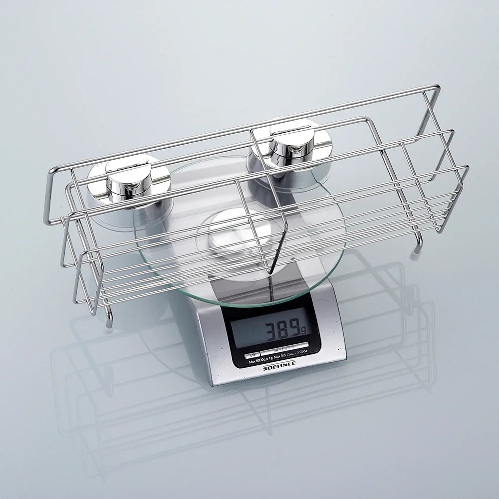 1/2Pcs Stainless Steel Shelves Bathroom Shower Shelf Dual Sucker Shelf Wall Mount Shelf Shampoo Holder Basket Bath Room Hardware