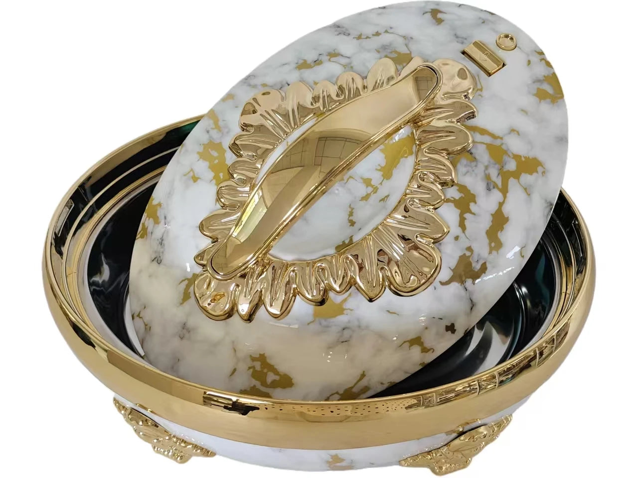 3PCS Stainless Steel Cookware Set White/Black & Gold/Silver Insulated Luxury Food Warmer For Hot Pot Casserole 4/5/6L