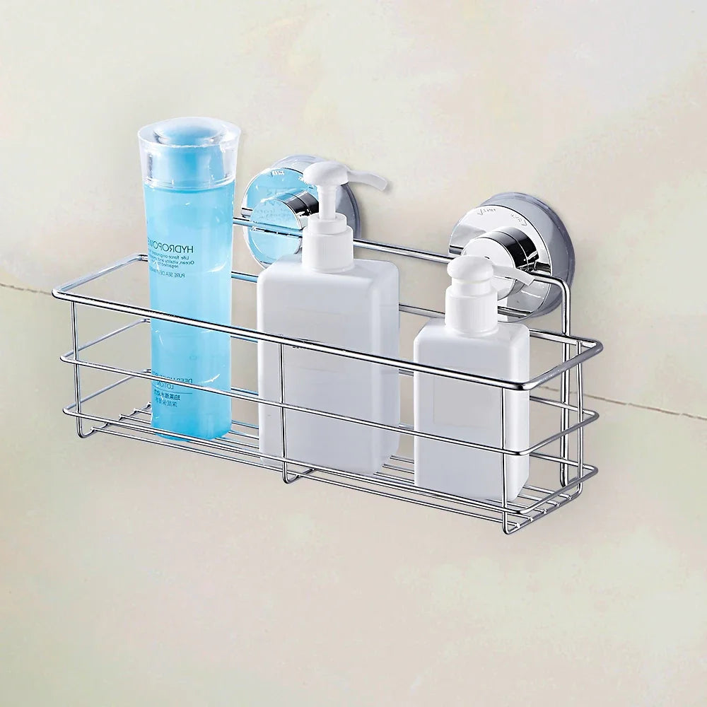 1/2Pcs Stainless Steel Shelves Bathroom Shower Shelf Dual Sucker Shelf Wall Mount Shelf Shampoo Holder Basket Bath Room Hardware