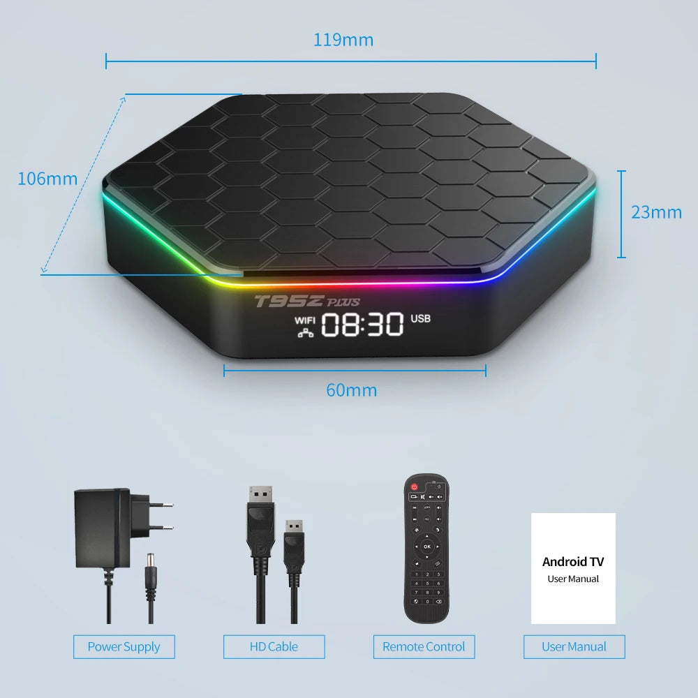 D T95Z PLUS Android 12 TV Box Allwinner H618 8K 2.4G 5G Wifi6 4GB 64B 32GB 2GB16GB  BT5.0 H.265 Global Media Player