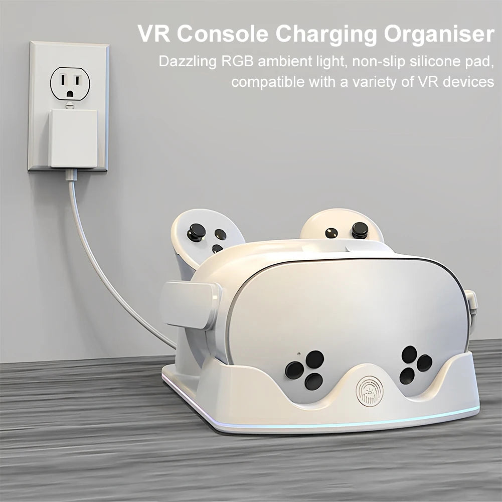 For Meta Quest 3S VR Charging Station Charging Dock Headset Display Stand and Controller Mount for Meta Quest 3S/Quest 3/Quest 2