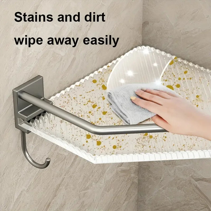 2PCS Bathroom Acrylic Shelves Kitchen Storage Organiser Shampoo Shelf Shower Shelf Bathroom Accessories No Drill Storage Shelf