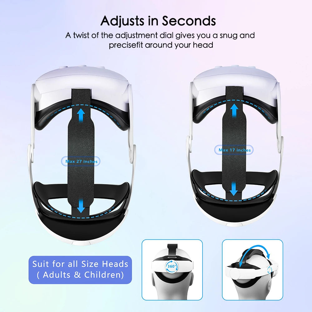 Adjustable Head Strap For Meta Quest 3/Quest 3S VR Headset Elite Strap Replacement Enhanced Comfort Support Headband Accessories