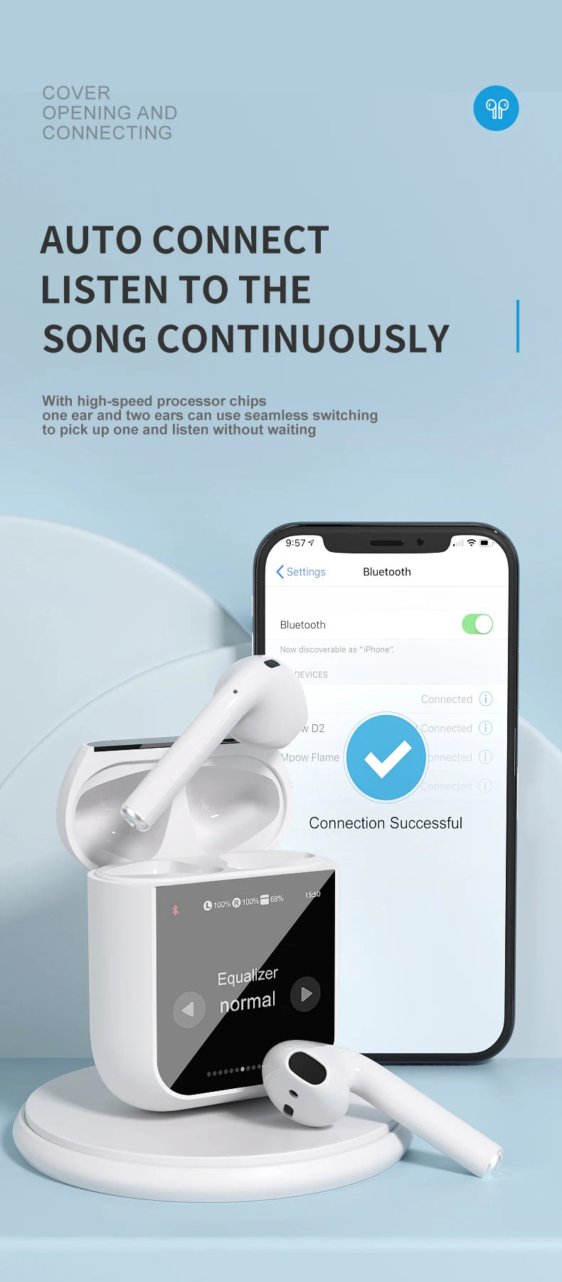 Xiaomi A2 Pro Bluetooth headset Touchscreen Portable TWS HiFi Sound Quality Long Battery Life Sports Waterproof Headphones