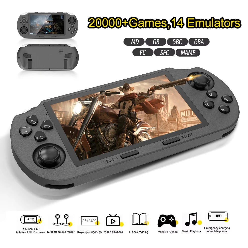 SF3000 Mini Portable Handheld Game Player 4.5 Inch IPS Screen Retro Video Game Console Built-in 20000+ Games for PS1/GBA/SFC