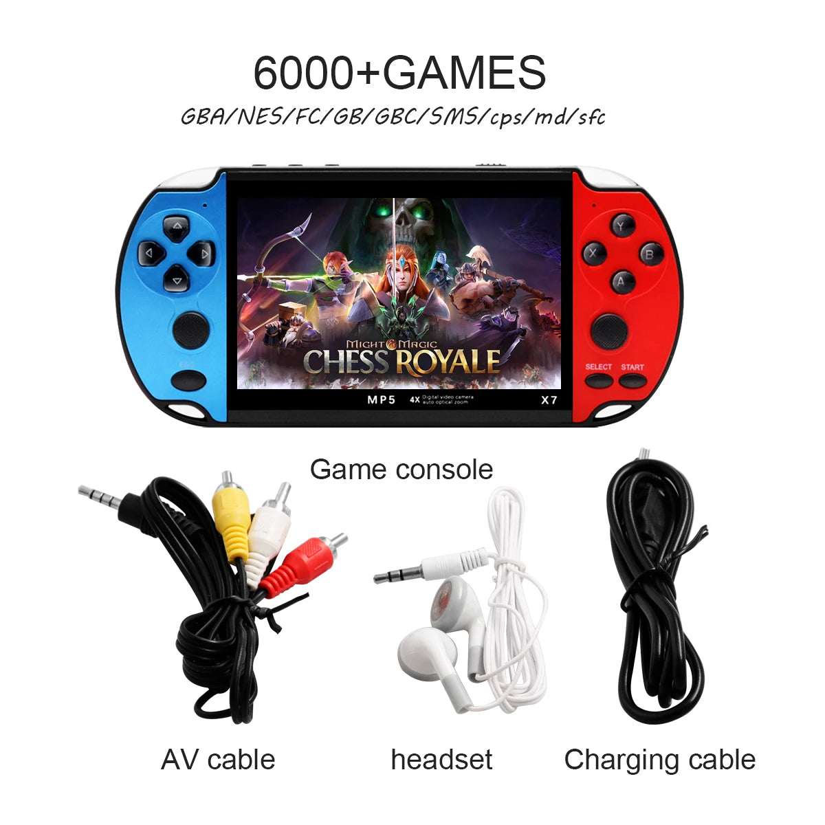 GAMINJA X7 4.3inch Handheld Game Console IPS Screen Video Game Player HD Game Console Built-in 10000 Games For GBA GBC NES GBC