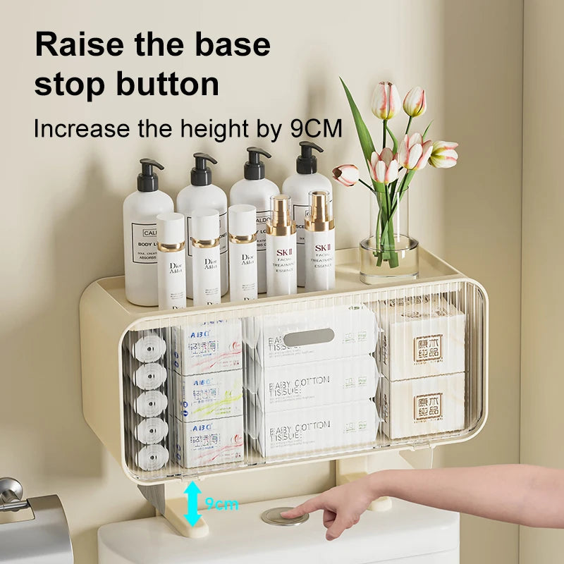 Toilet Shelf with Large Capacity, Multi-functional Wall-mounted Bathroom Storage Box without Drilling