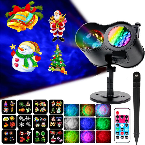 LED Laser Projection Lights Stage Lamp Holiday Outdoor Christmas Party Projection Lights Waterproof 12 Change Card Pattern Lamps